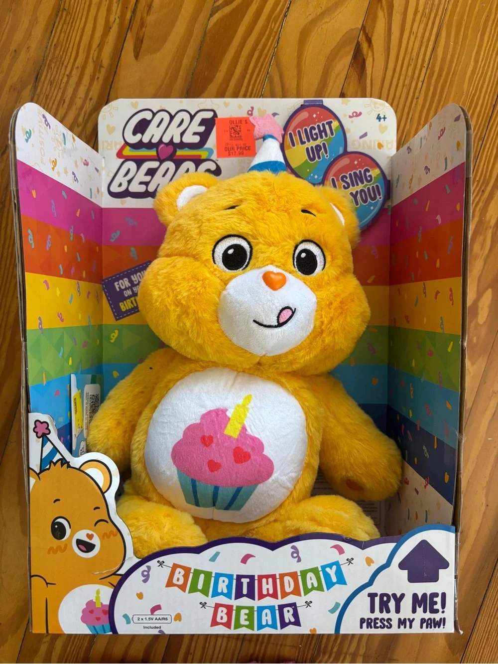 Care Bears Birthday Bear Plush - Yellow with Pink & Blue Accents - Picture 1 of 2